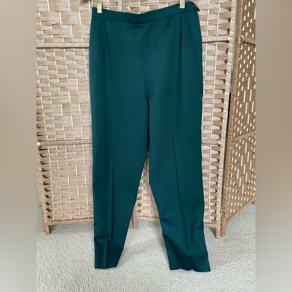 Pendleton Forest Green Wool Trousers Career Office Business Pleated High-Waisted